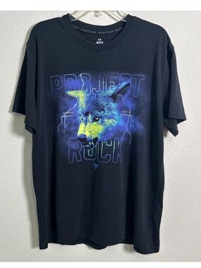 Under Armour Men's Lg T-Shirt Project Rock Wolf Heavyweight Double Sided Black